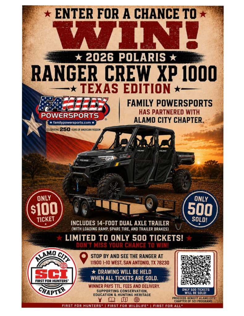 2026 Polaris Ranger Crew XP 1000 Texas Edition raffle flyer